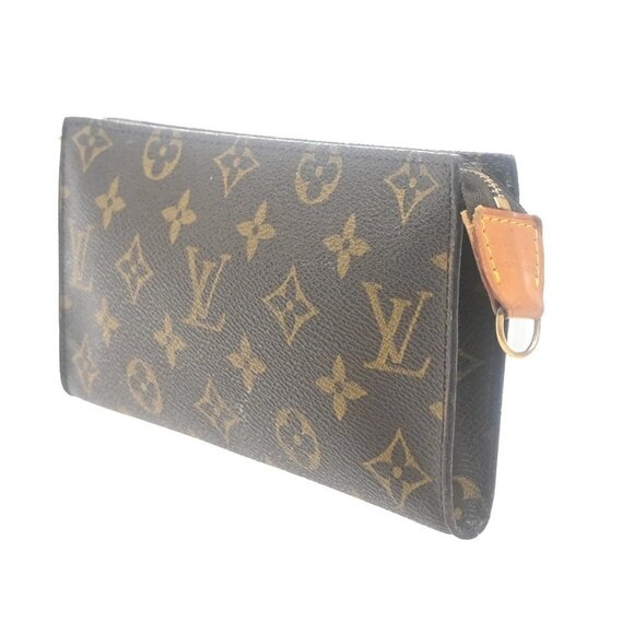 LOUIS VUITTON LV Logo Bucket GM Pouch Bag Monogram Leather Brown Gold 05EE980 - Picture 2 of 14